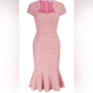 Grace Karin Pink Tweed Mermaid Midi Dress